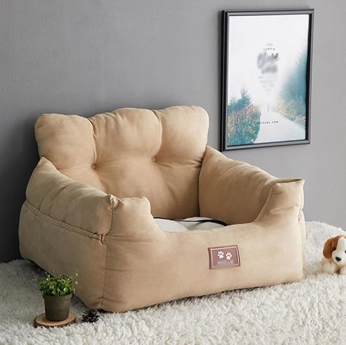 Dog Car Seat for Small Dogs,Soft Pet Car Travel Bedwith Safety Belt and Straps,Waterproof Dog Booster Seat with Storage Pockets,Small Dog Owner Gift,A