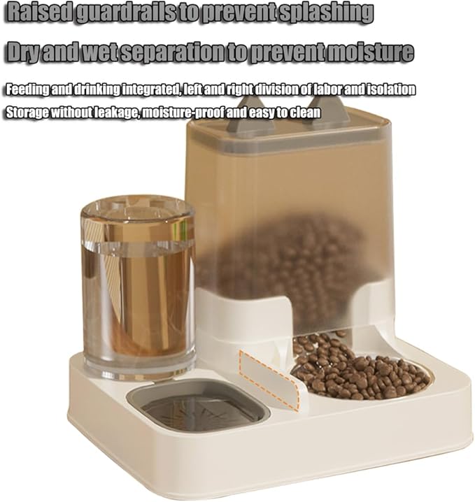 Automatic Pet Feeder for Cats and Small Dogs - 2-in-1 Food and Water Dispenser with Stainless Steel Bowl, 2.2L Dry Food Container and 1L Water Tank, Programmable Puppy/Kitten Feeding Size