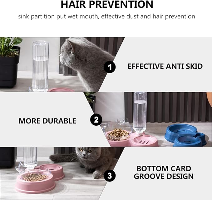 Mipcase Automatic Pet Drinking and Feeding Bowl Capacity Dual Design for Cats and Dogs Easy to Clean Non-Slip Base Eco-Friendly Material Pink Color