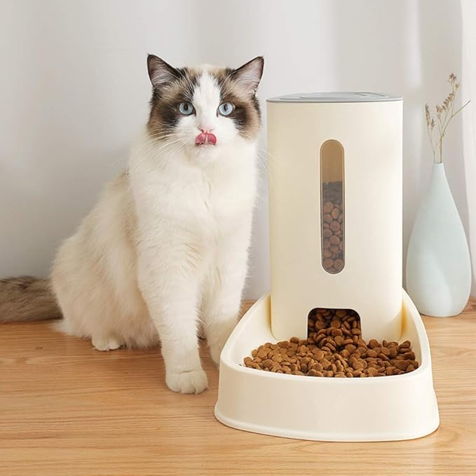 Pet Dog Cat Feeder Machine Bowl Gray Large Capacity Automatic Feeder 3.8L Plastic PP Portable