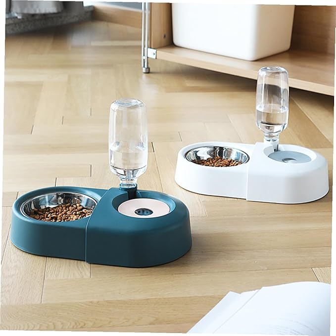 Automatic Dog and Cat Feeder Bowl with Water Dispensing Function, Blue Anti-Spill Pet Food and Water Bowl for Home Use, Sturdy Pet Feeding Supply