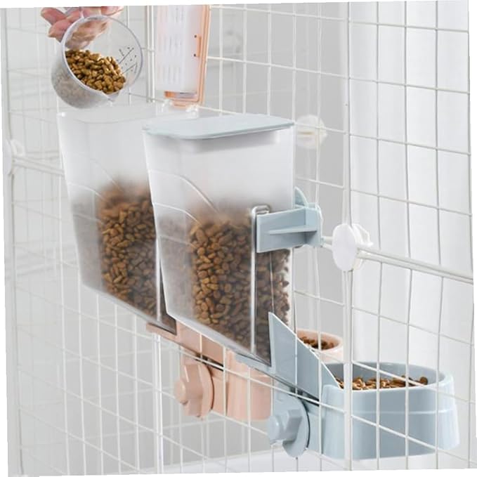 YARNOW 2l Automatic Hanging Pet Cage Feeder Dog Bowl Puppy Feeder Blue for Dry Food Feeding Supplies