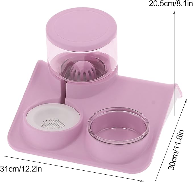 Pet Feeder, Detachable Cat 1.8L Automatic Water Dispenser Food Feeder Drinker Bowl, Pet Water Dispenser and Food Bowl Set for Dogs Cats and Small Animals (Rooftop Drinking