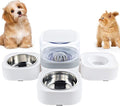2 in 1 Pet Automatic Water Dispenser and Food Bowl Set, Durable & Detachable Stainless Steel Feeder Bowl,No-Spill Self-Dispensing Gravity Waterer for Small Dogs and Cats1.8L