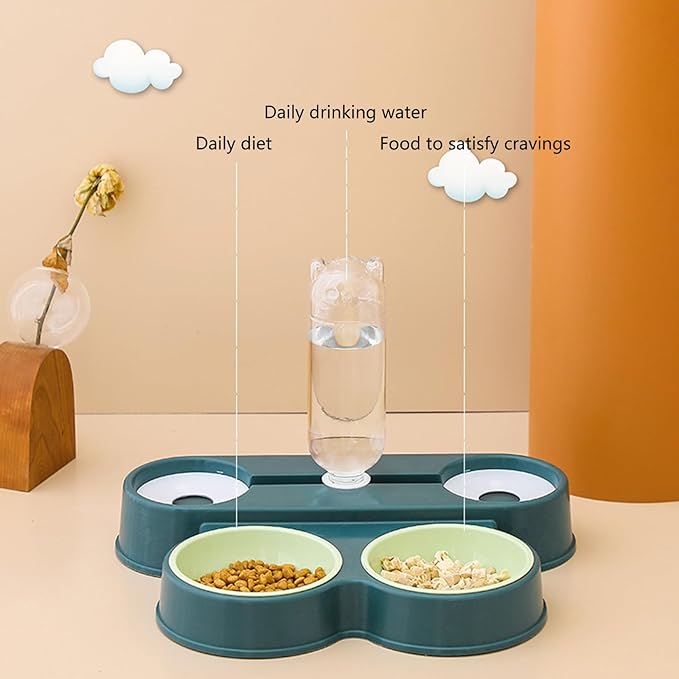4 in 1 Dogs Feeders Automatic Cats Food Water Bowl Food Waterer Double Large Capacity Double Bowl Pet Supplies Dog Feeder Automatic