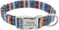 Custom Dog Collar Nylon Floral Engraved Pet Puppy Collar Print Personalized Name Collars for Small Medium Large Dogs Pitbull Blue 1 S