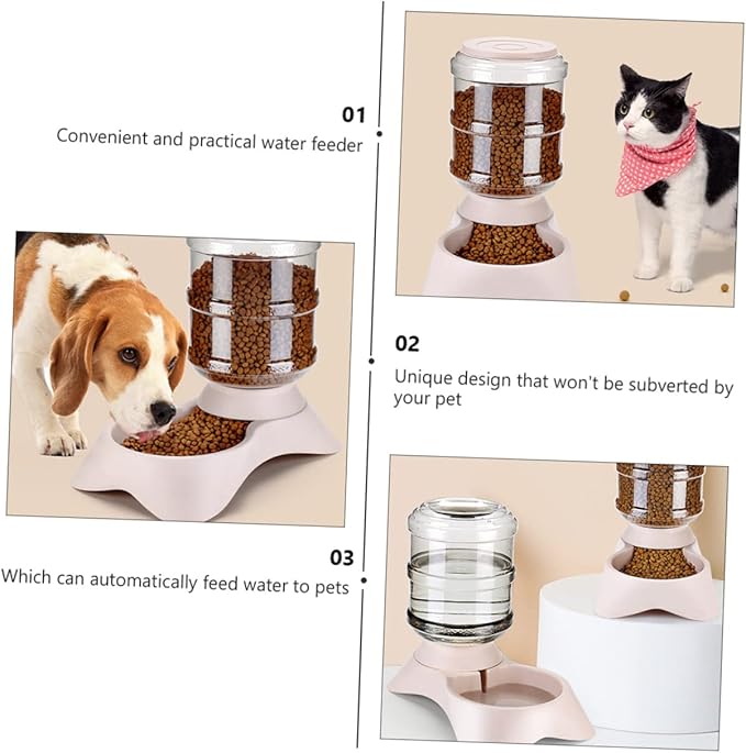 Automatic Cat Feeder and Pet Food Dispenser Detachable Design for Convenient Feeding Transparent Bottle for Easy Volume Monitoring Food-Grade Material for Pet Safety for Cats and