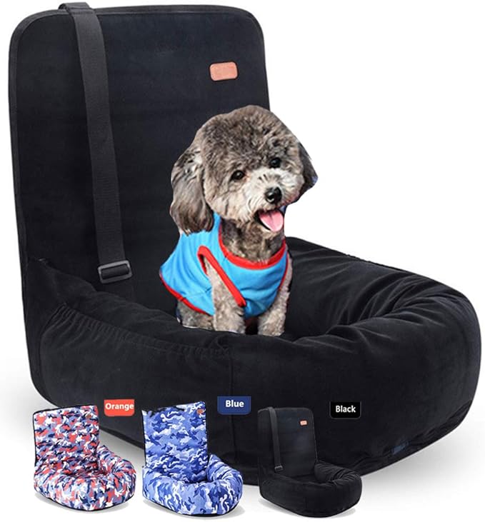 Dog Car Seat Pet Puppy Booster Seat Dog Travel Car Carrier Bed with Clip-On Safety Leash, Non-Slip Dog Safety Car Seat for Small and Medium Pets, Compatible with All Cars/Suvs