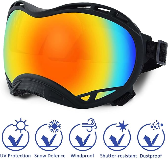 Dog Sunglasses,Doggles Anti-UV Protection,Pet Sunglasses with Adjustable Strap,Suitable for Motorcycle Car Driving Bike Riding Hiking Swimming Wind Dust Fog Dog Eye Protection