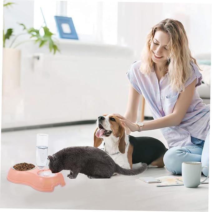 1set Automatic Dual Pet Feeder and Water Dispenser Convenient Two-one Pet Feeding Bowl for Cats and Dogs Easy to Monitor Refillable Water and Food Capacity for Busy Owners