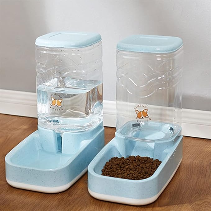 Feeder 3.8L Automatic Dog Feeder and Water Dispenser Set Gravity Self Feeding Food Waterer for Small Medium Cats Dogs Kitten Puppy Pet Water Dispenser