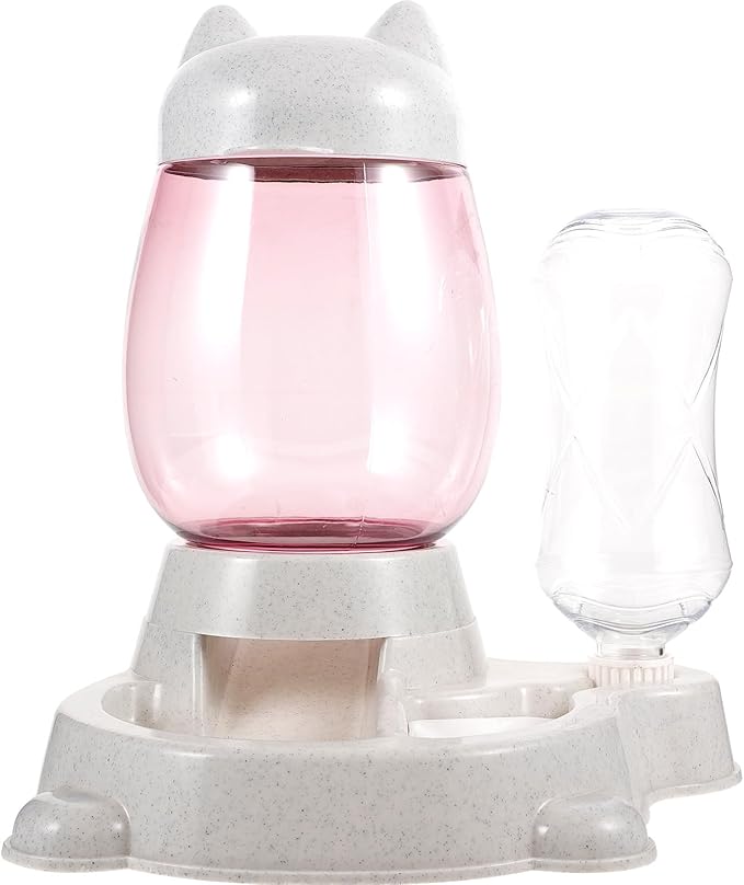 Automatic Dog Food Dispenser and Water Feeder Gray Plastic Pet Feeder Bowl for Indoor Household Use Suitable for Puppies and Dogs
