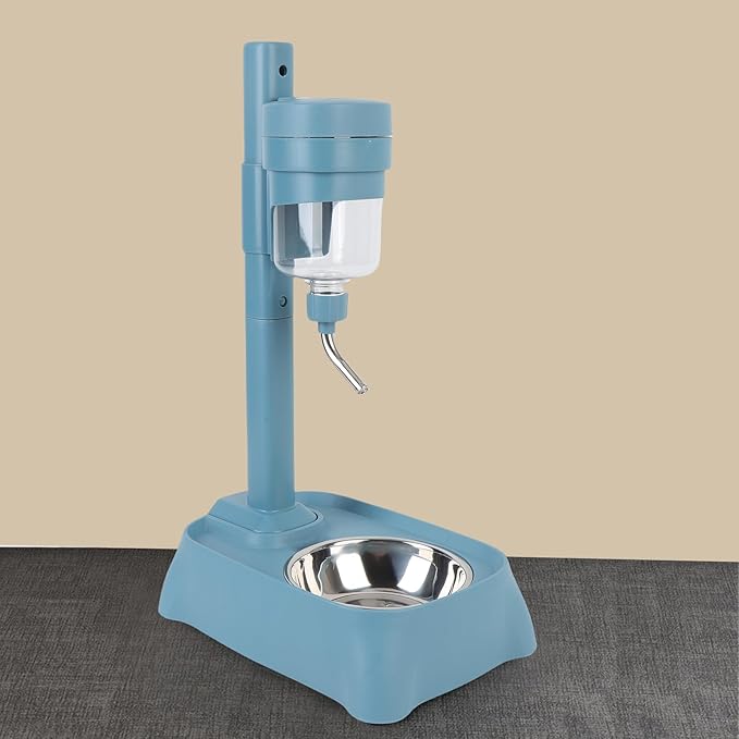 Pssopp Height Adjustable Cat Dog Water Feeder Bottle, Intelligent Stylish and Functional Design Automatic Pet Standing Water Dispenser for Small Animal(Grey 500ml) (Lake Blue)