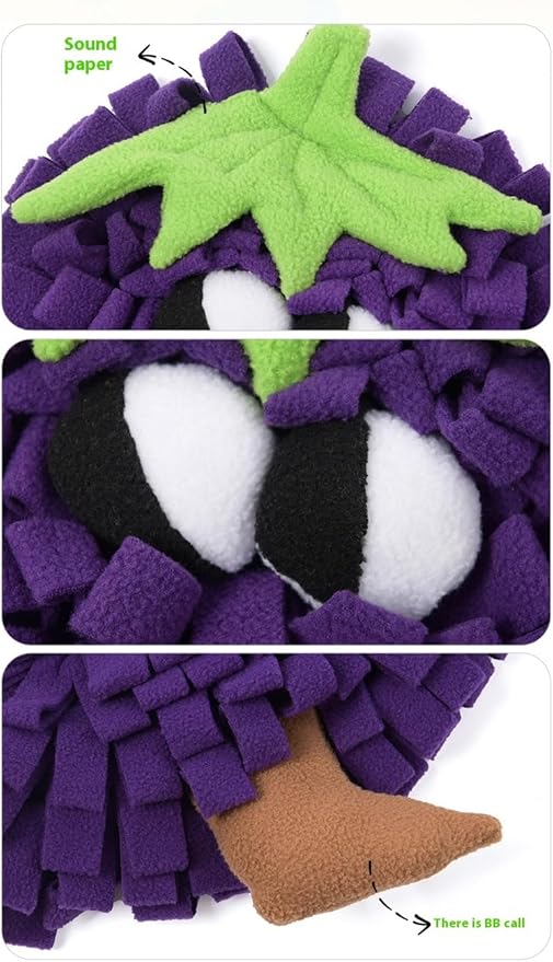 Vegetable Shaped Snuffle Mat for Dogs, Fun Slow Feeding Pad with Crinkle Paper and Squeaker, Interactive Nose Work Toy for Boredom Relief 50x40cm (Onion)