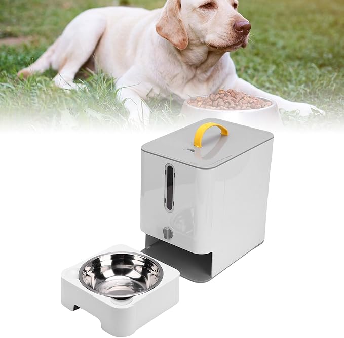 AYNEFY Cat Dog Food Dispenser, Large Capacity Automatic Feeding Bowl Damp Proof Sealing Design Pet Food Container Timed Auto Dog Feeder Storage Box for Home Use (1 Pack)