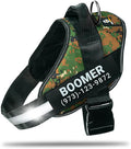 Personalized No-Pull Dog Harness with Name Patch, Adjustable, Reflective, Padded, Heavy Duty Pet Vest to Prevent Tugging, Pulling, or Choking, Training and Walking, Military Green, XS