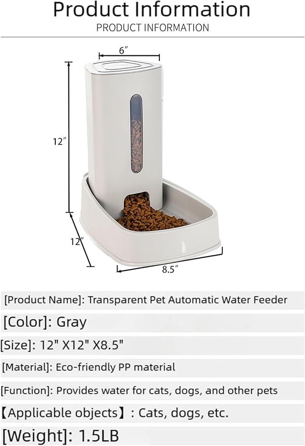 Automatic Dog Feeder and Cat Water Dispenser Set DogWater Bowl Dispenser for Cat Food Dispenser Automatic Water Dispenser for Dogs Cats Large Capacity Auto Refill Pet Feeder