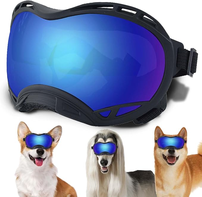 Dog Sunglasses,Doggles Anti-UV Protection,Pet Sunglasses with Adjustable Strap,Suitable for Motorcycle Car Driving Bike Riding Hiking Swimming Wind Dust Fog Dog Eye Protection