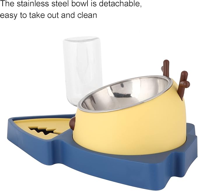 Raised Cat Dog Bowls, Pet Food Feeder and Automatic Water Dispensers Set with Detachable Stainless Steel Bowl, Elevated Tilted Pet Water and Food Feeder Set for Cats Dogs Kitten