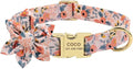 Custom Flower Dog Collar Nylon Floral Printed Pet Dog Collars Personalized Puppy Collar for Small Medium Large Dogs Cat Pitbull 145 Orange M