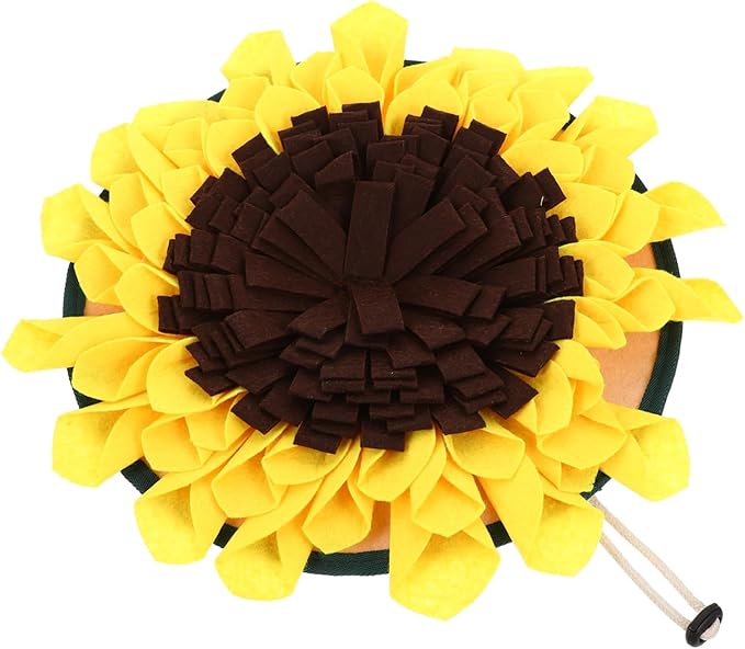POPETPOP Sunflower Snuffle Mat for Dogs Wear-Resistant PET Feeding Mat Interactive Foraging Training Blanket Decorative Slow Feed Pad for Dogs and Cats Reduces Boredom Indoor Outdoor Use