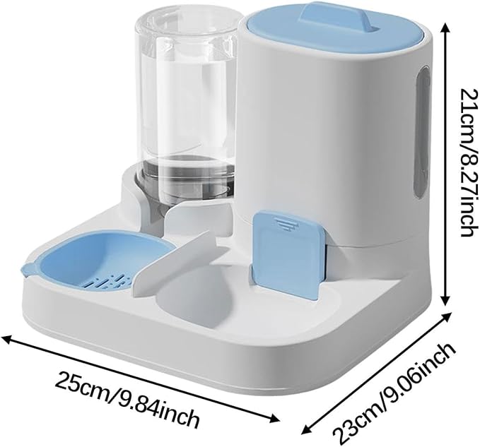 Automatic Pet Feeder Waterer, Cat Feeder, Dog Bowl, Removable Portable Water Dispenser, Blue