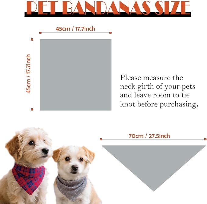 Double Layers Two Tones Dog Cotton Square Bandana Bibs Scarf Kerchief for Small Medium Dogs Boy or Girl - DCB16 G&G