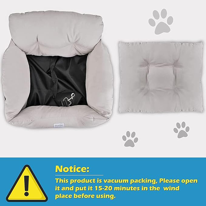 Dog Car Seat Pet Booster Seat Bed for Small Dogs, Puppy Booster Seat Dog Travel Car Carrier Bed with Clip-On Safety Leash and Storage Pocket for Cars/Suvs/Trucks
