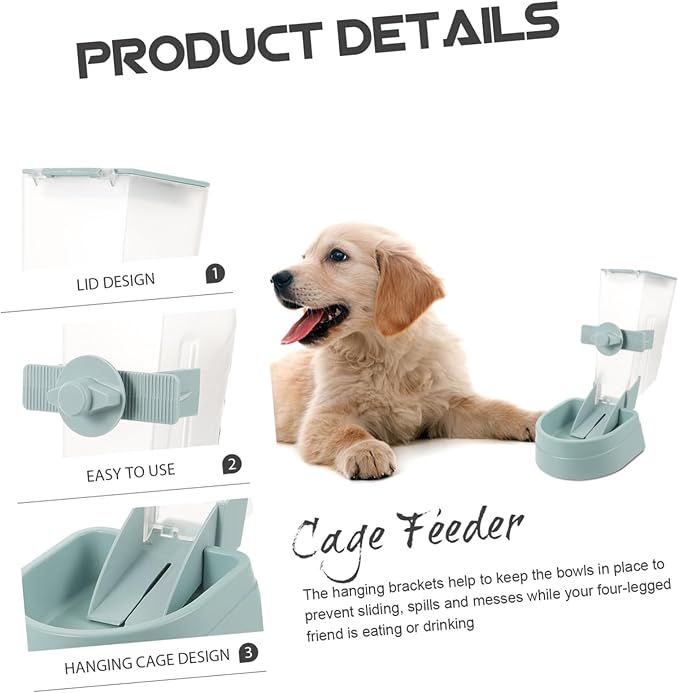 YARNOW Automatic Pet Feeder Hanging Dog Bowl for Easy Feeding Removable Food Tank and Tray Design for Puppies and Dogs
