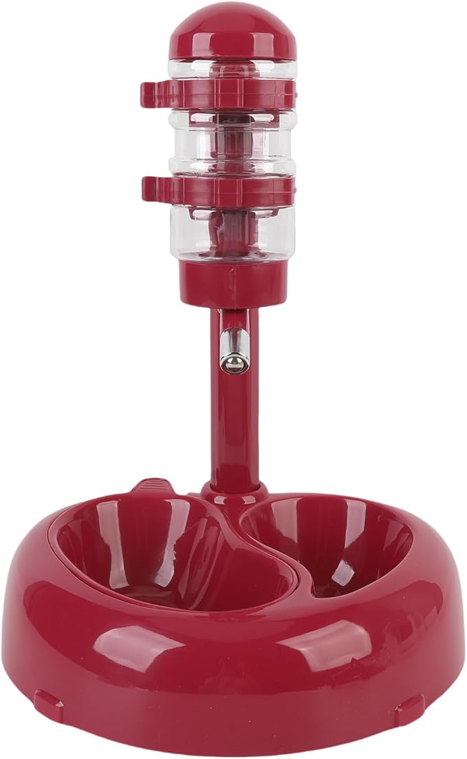 Asixxsix Dog and Cat Standing Water Dispenser Bowl, Automatic Pet Water Feeder with Heart Shaped Design, Adjustable Height, Large Capacity, Nonslip Base, Non Spill, Easy to Clean for Oral (Burgundy)