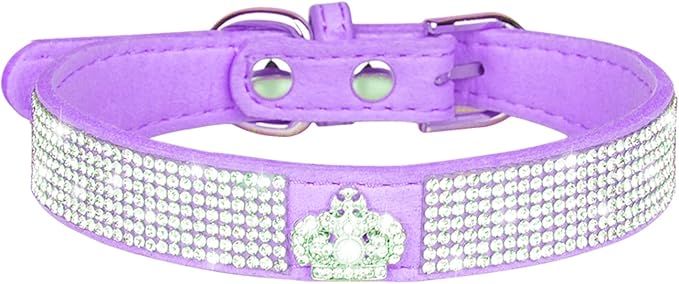 Cute Dog Collar with Bling Rhinestone, Fancy Crystal Diamond Glitter Pretty Jewel Soft Cat Collars for Small Medium Large Breed Dogs Girl Female Pet Puppy Kitten Terrier (S, Purple5)