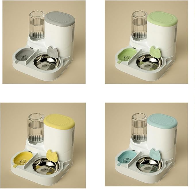 Automatic Dog Feeder and Water Dispenser Food Feed Compact Portable Feeding Station Automatic Pet Feeder Dog Bowl for Puppy, Green