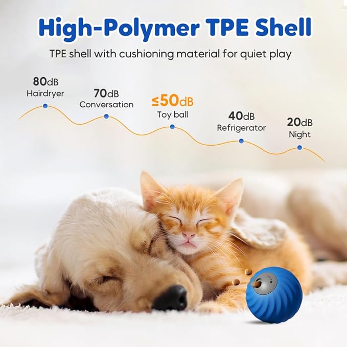 Zoomie Buddy 2.0 Smart Touch Interactive Dog Toys, 2 in 1 Interactive Dog Balls ＆ Pet Feeder, DogsTrack Food Leaking Ball, New TPU Automatic Rolling Ball for Dogs with Fruit Plush Cover (Orange)