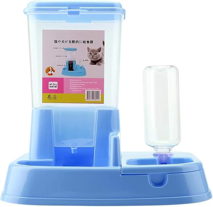 EVTSCAN Automatic Cat Feeder, Timed Cat Feeder with Desiccant Bag for Dry Food, Suitable for Small/Medium Pets (蓝色)