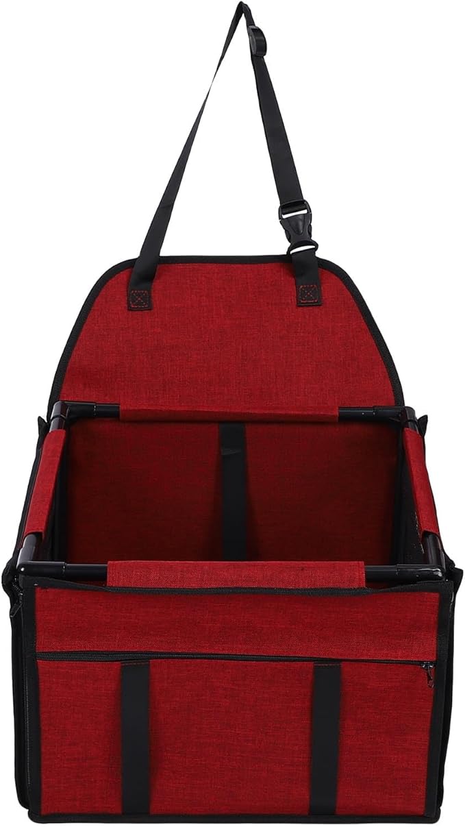 Asixxsix Dog Car Seat, Oxford Fabric Foldable Pet Seat with Large Capacity for Travel Indoor Outdoor Use (Red)