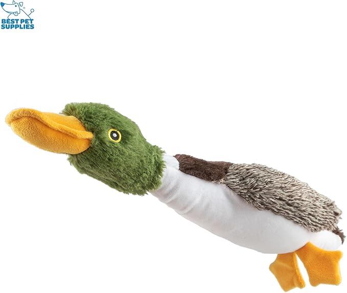 Best Pet Supplies Interactive Squeaky Dog Chew Toy, Ideal Dog Toys for Chewers, Small, Medium & Large Dogs, and Fetch Lovers - Mallard Duck (Gray, Gray, Brown), Small