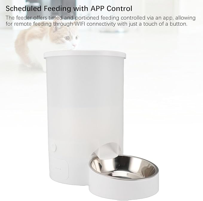 3L Automatic Pet Feeder, Stainless Steel Bowl Feeder for Cats Dogs, Dual Power Supply, Food Container Visible Design Pet Food Dispenser Timed and Portioned Feeding for Cats Dogs