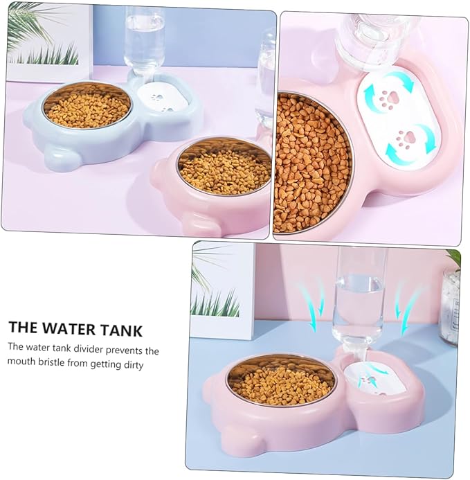 Happyyami Dual Use Pet Feeder Bowl Dog Food and Water Bowl for Cats and Dogs Automatic Refill Easy Keeping Pet Food Fresh