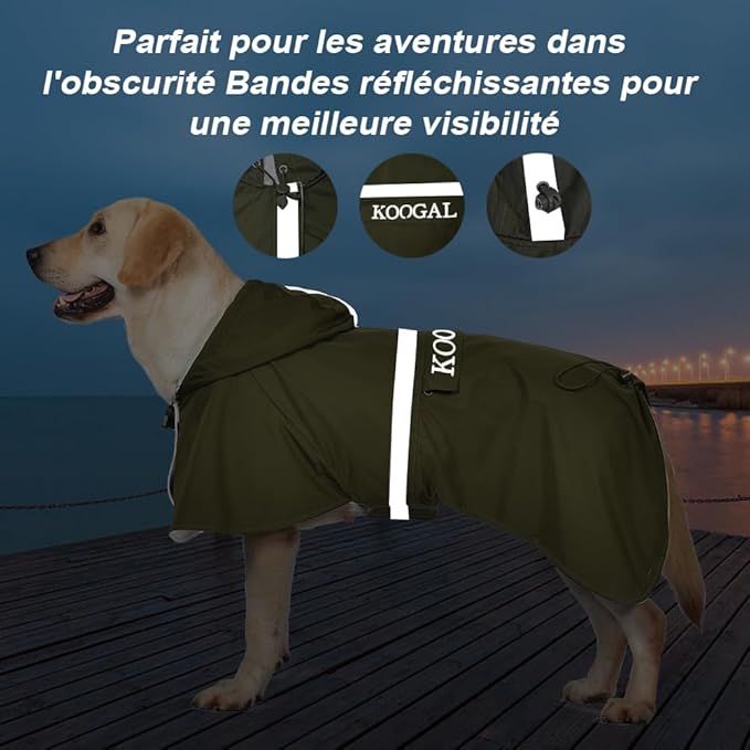Pet Large Dog Raincoat Apparel Poncho Waterproof for Medium Large Sized for Dog Raincoat Clothes Jacket (4XL, Green)