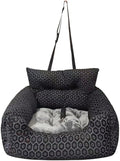Dog Car Seat, Safe Cozy Travel Bed Carrier with Clip-On Leash, Storage Pockets, Water-Resistant & Machine Washable for Puppies(Black 1 Seat)