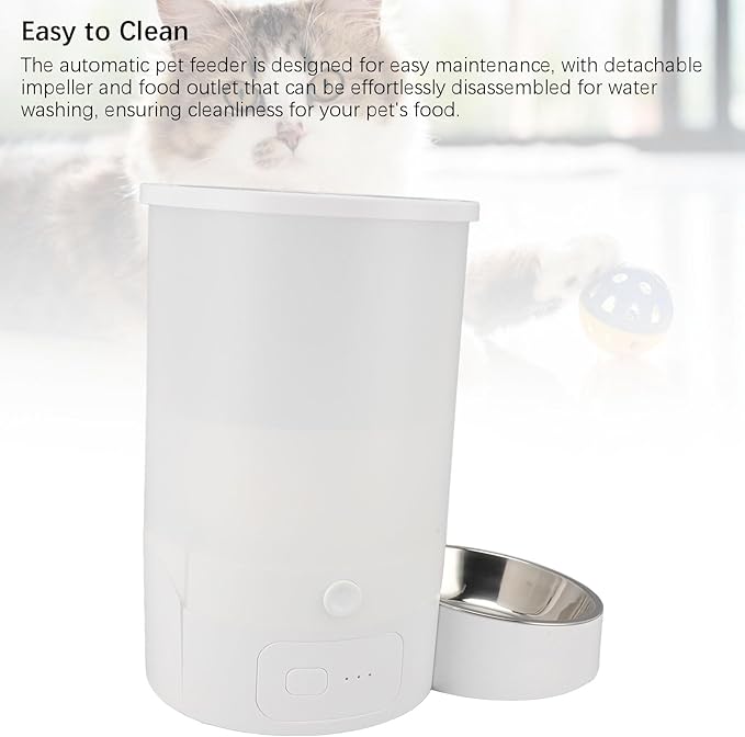 3L Automatic Pet Feeder, Stainless Steel Bowl Feeder for Cats Dogs, Dual Power Supply, Food Container Visible Design Pet Food Dispenser Timed and Portioned Feeding for Cats Dogs