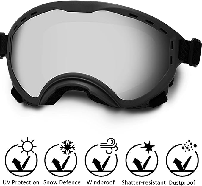 Dog Sunglasses with Adjustable Strap, UV Protection, Winproof Puppy Sunglasses, Suitable for Dogs Eyes Protection,Soft Dogs Goggles