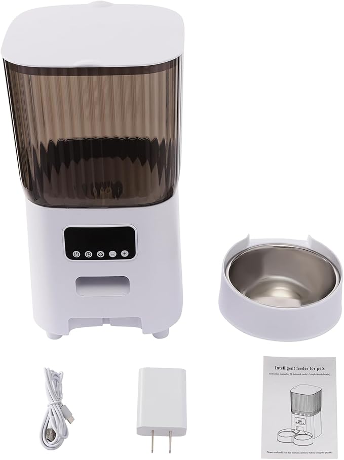 Automatic Cat Feeder-5L Automatic Dog Feeder w/Stainless Steel Bowl,Timed Cat Food Dispenser Dual Power Supply for Home, Pet Stores, Animal Rescues