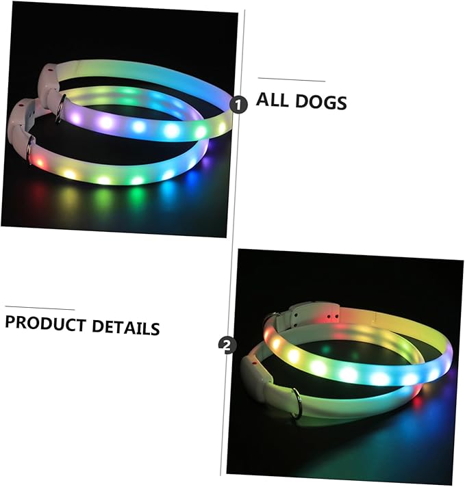 Toyvian USB Rechargeable Led Dog Collar Glowing Pet Collar for Night Safety for Dogs for Evening Walks