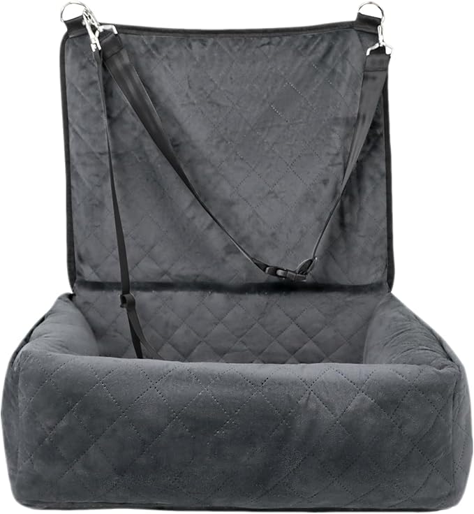 Plush Dog Car Seat for Dogs & Cats, Comfortable Pet Car Seat with 2 Side Pockets, Washable Pet Seats for Vehicle RV SUV Truck Front and Backseat Travel Road Trip Outdoor Commuting