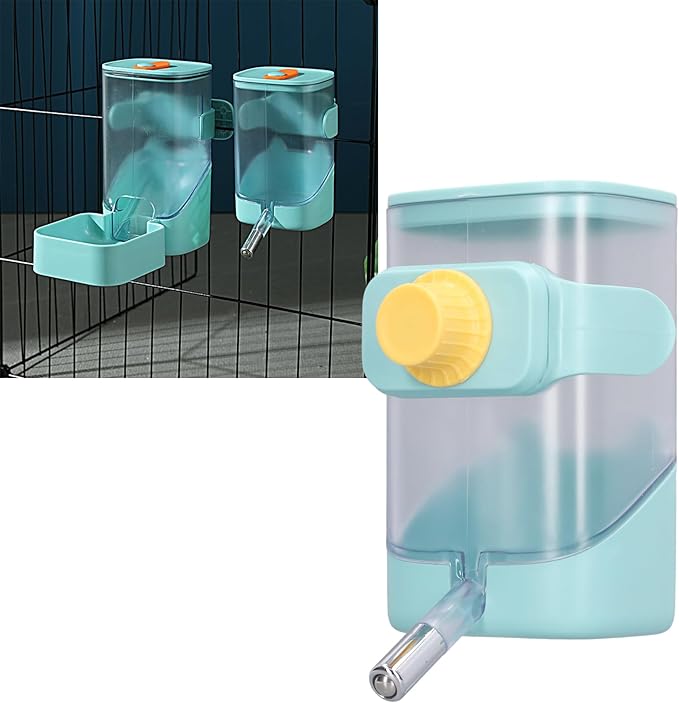 Water Dispenser Automatic Pet Water Feeder Stainless Steel Cage Hanging Water Dispenser for Cat Dog (Green)