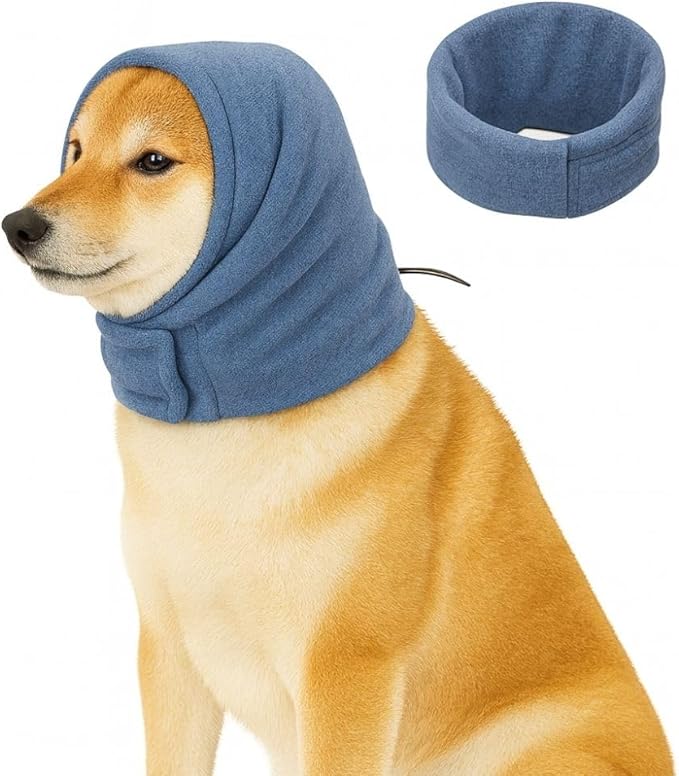 Dog Calming Hoodie – No Shake Ear Wraps for Dogs – Adjustable Dog Ear Muffs for Noise Protection – Ear Wrap Head Cover for Anxiety Relief, Hematoma, Grooming & Force Drying (Light Gray, M)
