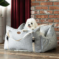 Dog Car Seat for Small Medium Large Dogs, Sofa Fabric&Eco-Friendly Microfiber Velboa, Detachable and Washable Travel Dog Booster with Thick Cushion (Cookie and Cream, L)