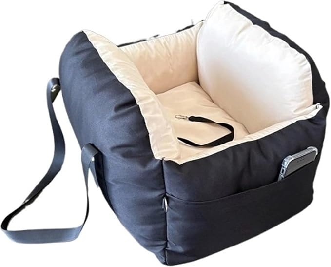 Small/Medium Dog Booster Car Seat Cushion Bed With Safety Belt Removable And Washable Pet Car Nest For Puppy Cats Travel Carrier(Brown)