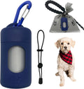 Dog Poop Bag Dispenser for Leash with Snap Clip, Skin-friendly Texture Waste Bag Holder for Dog Walks and Cats, Pets Litter Bag Container, Indoor & Outdoor Use (Navy, 1)